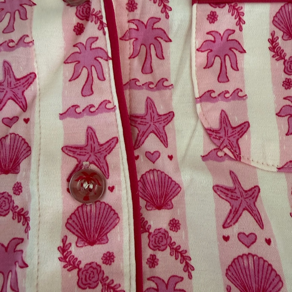 Pink Palm Puff Pajamas in Blush Bay size M - Picture 4 of 6